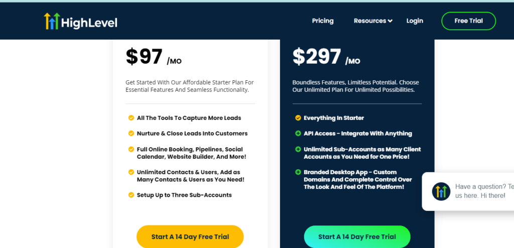 GoHigh Level Mode Pricing Options 